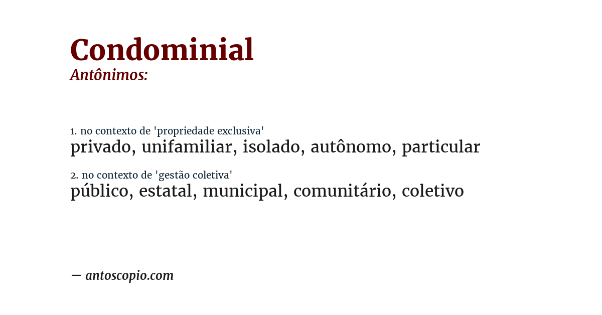 Antônimo de condominial