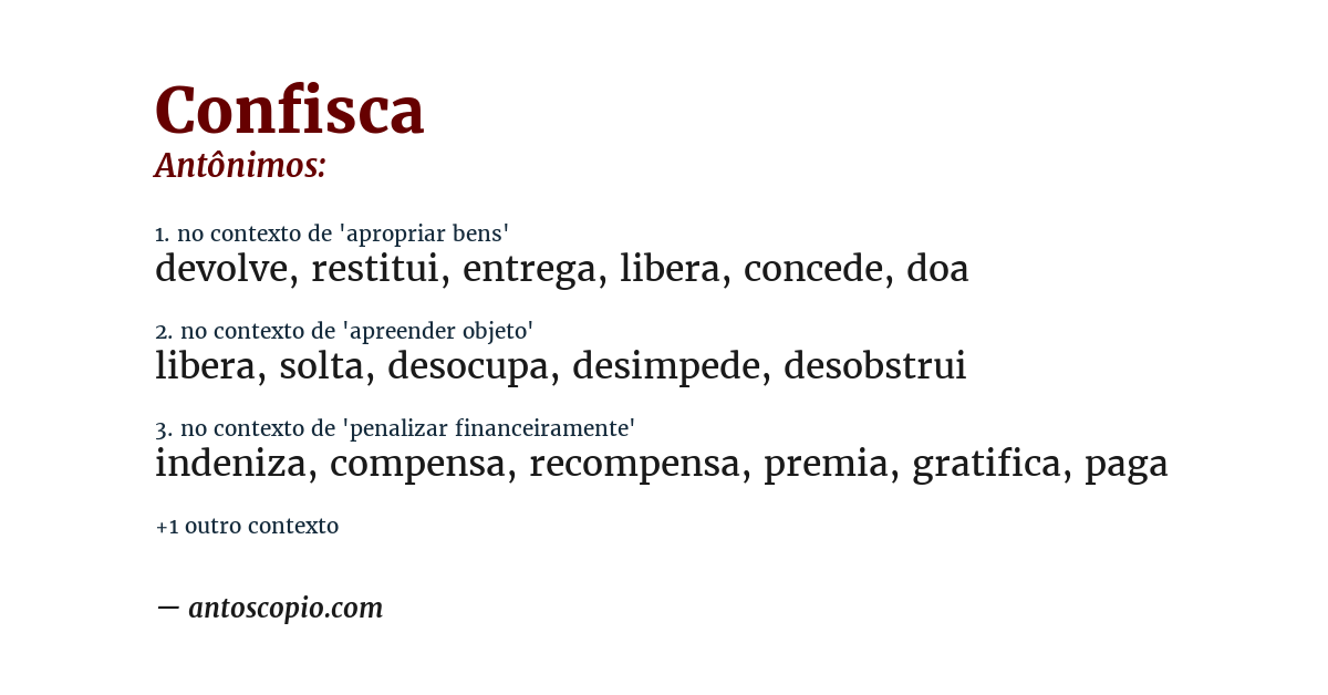 Antônimo de confisca