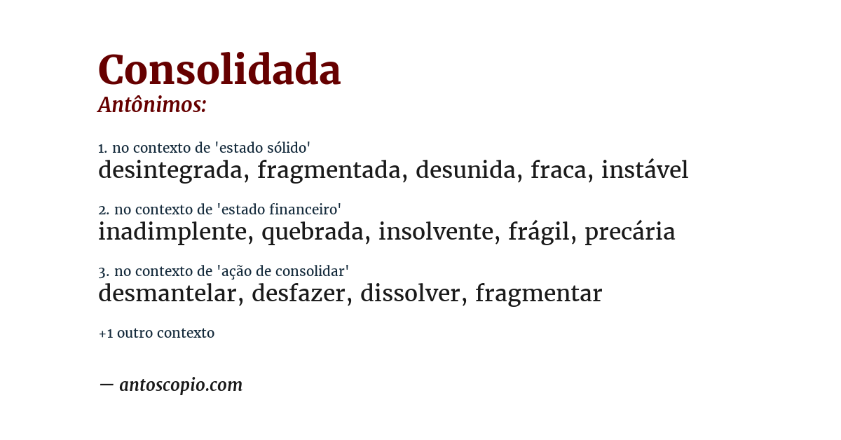 Antônimo de consolidada