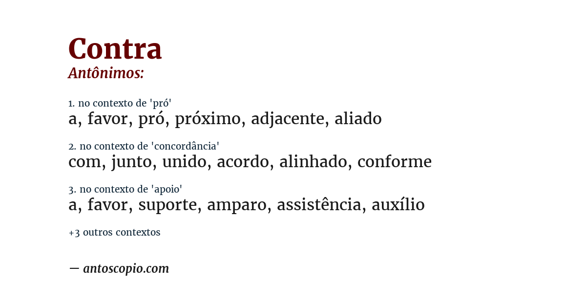 Antônimo de contra