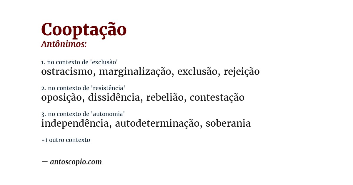 Antônimo de cooptação