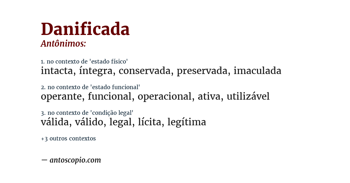 Antônimo de danificada