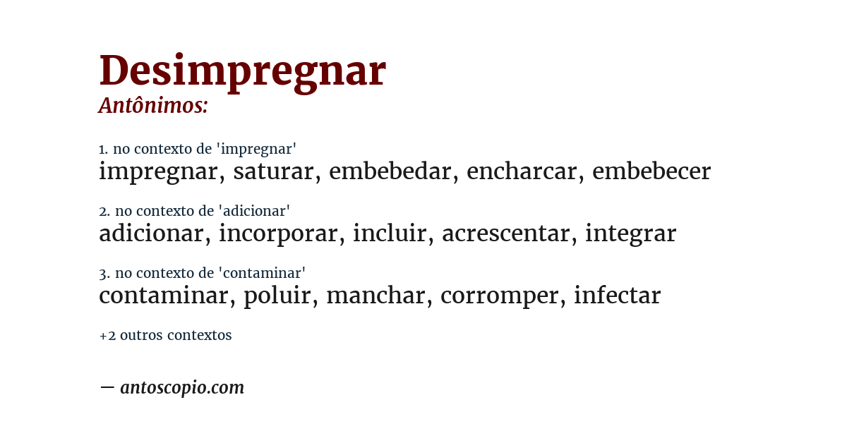 Antônimo de desimpregnar