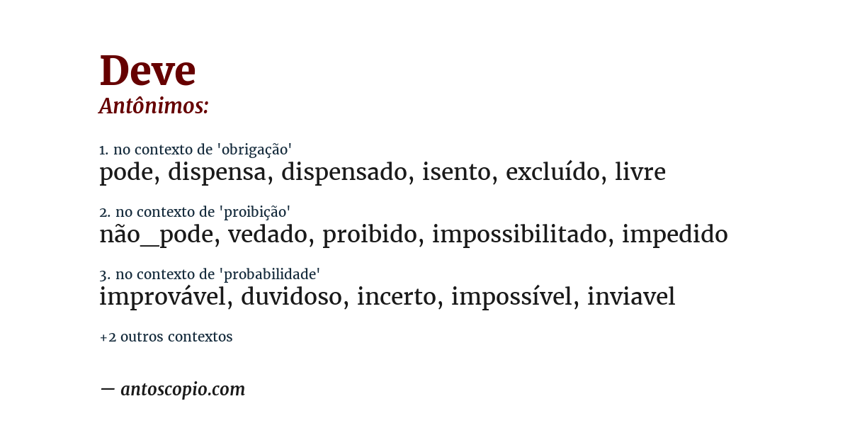 Antônimo de deve