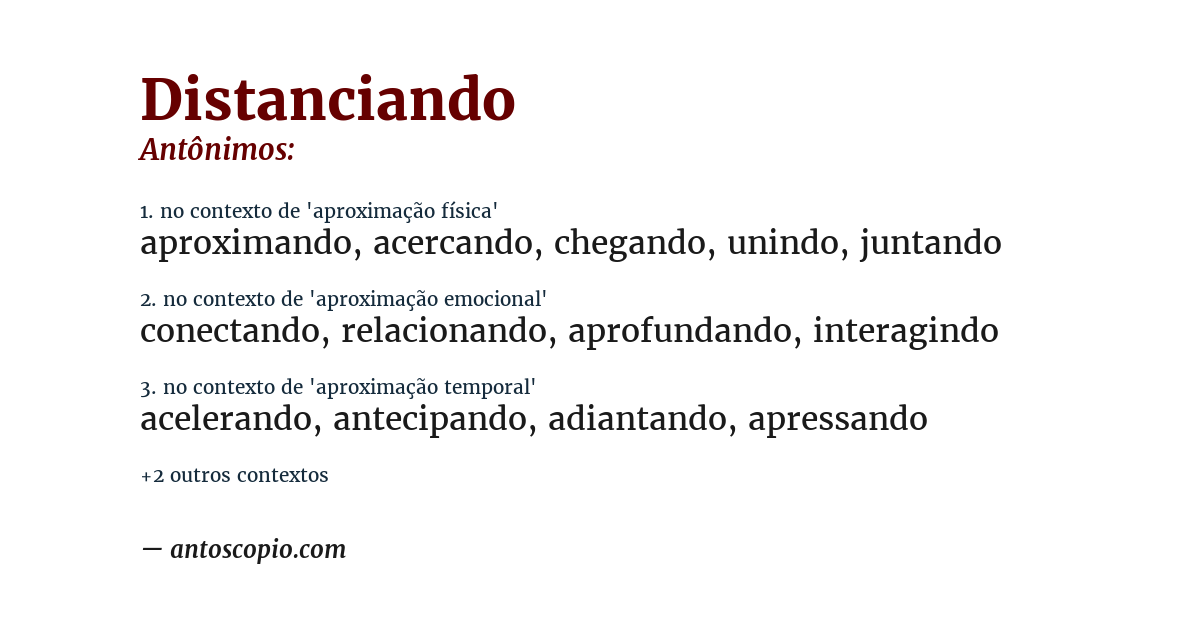 Antônimo de distanciando