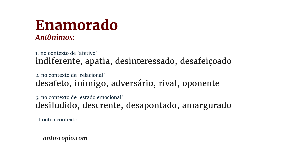 Antônimo de enamorado