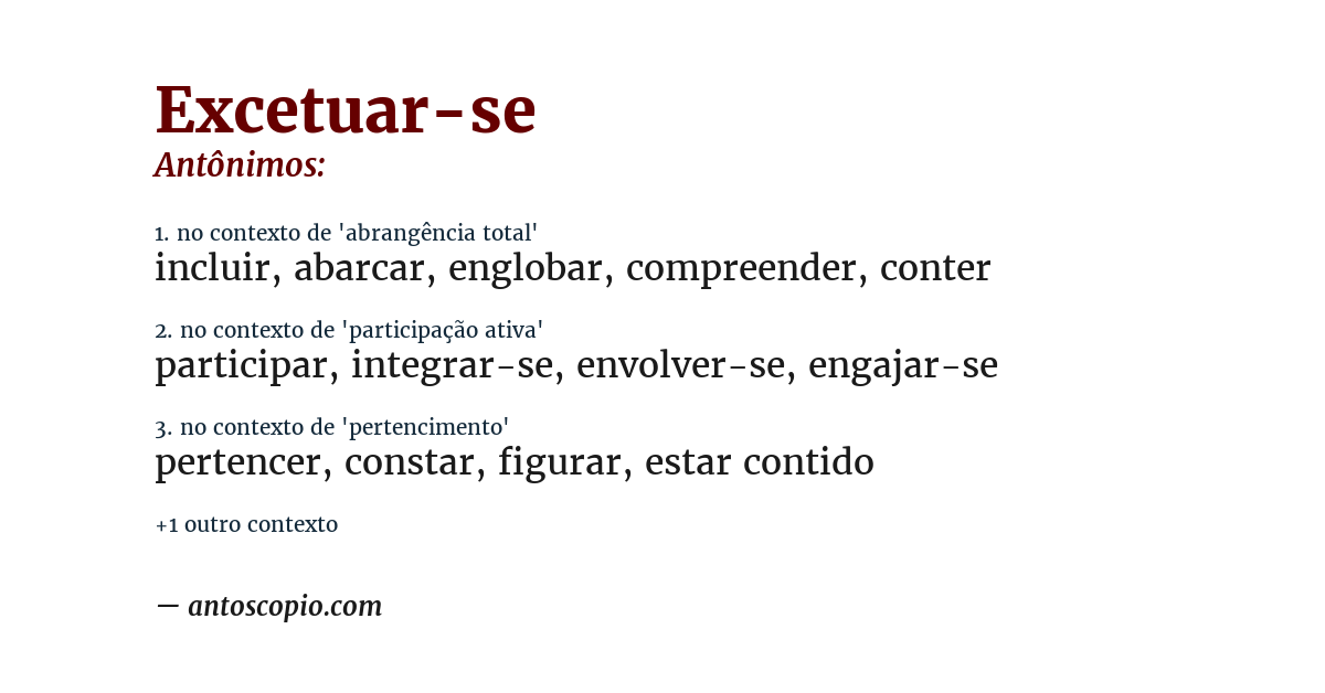 Antônimo de excetuar-se