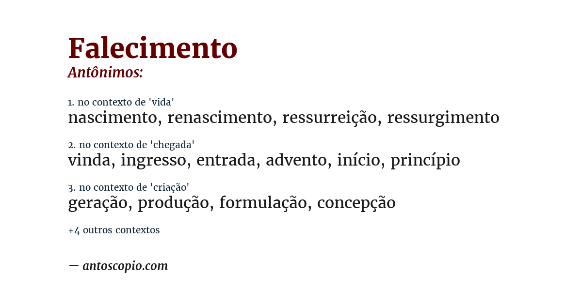 Antônimo de falecimento