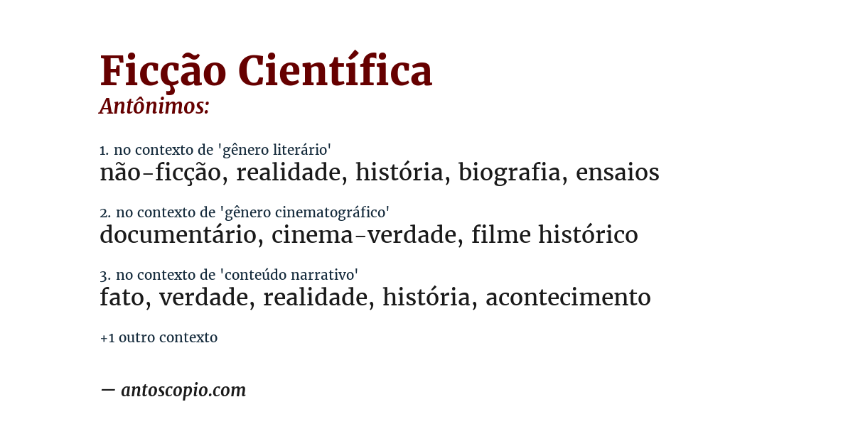 Antônimo de ficção científica
