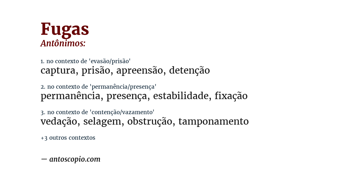 Antônimo de fugas