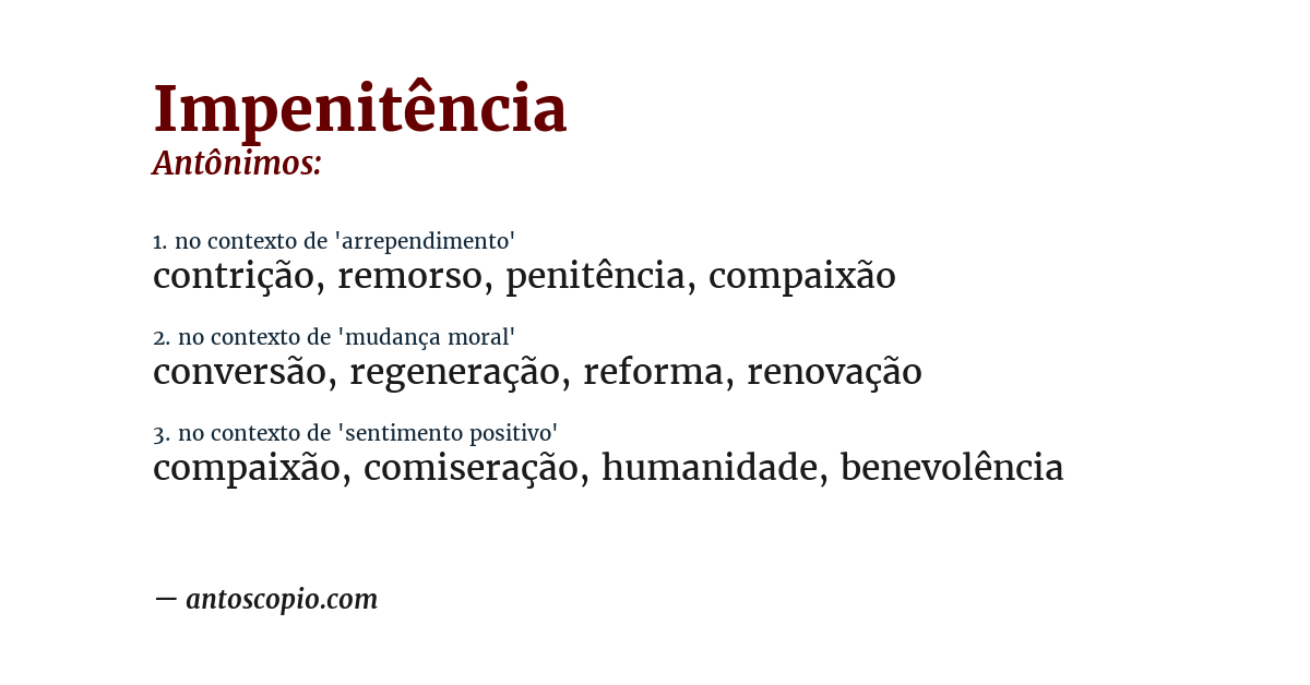 Antônimo de impenitência