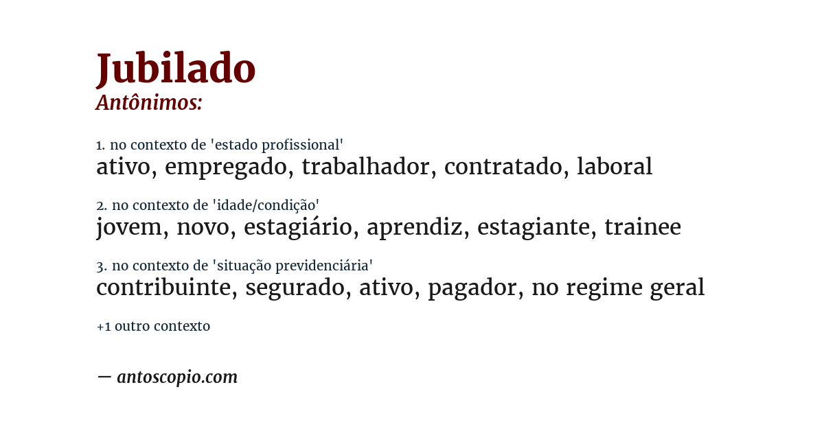Antônimo de jubilado