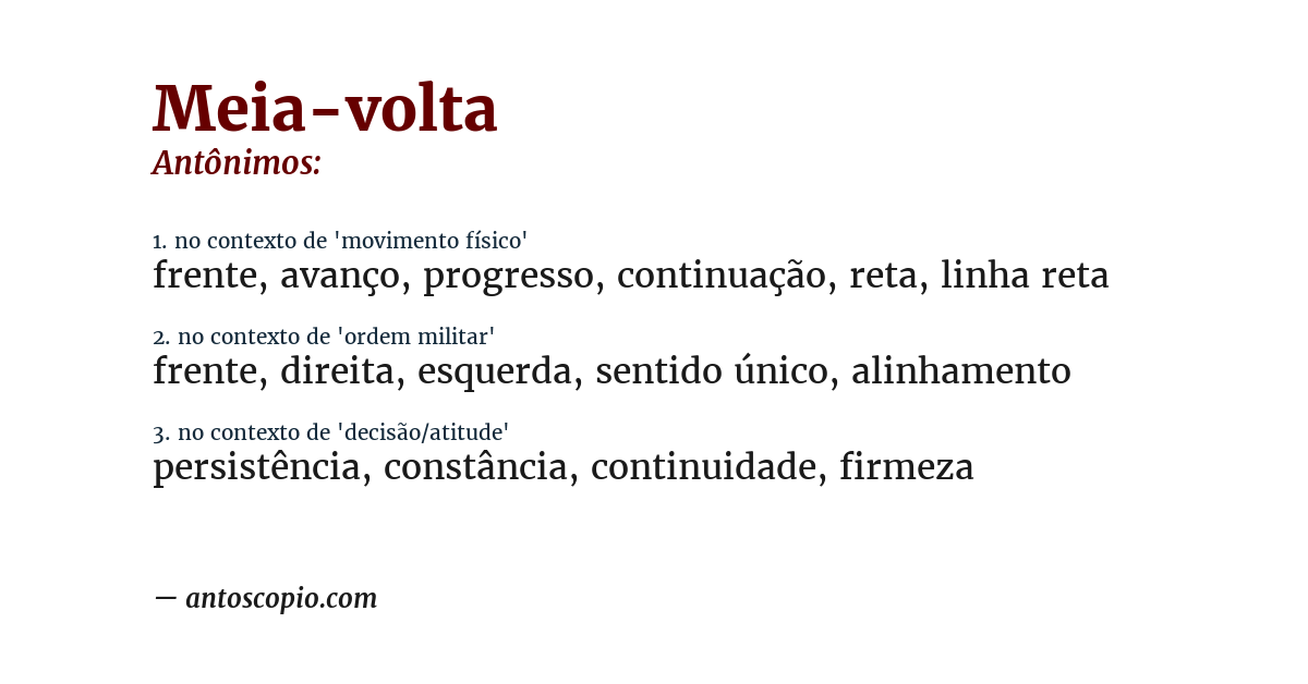 Antônimo de meia-volta