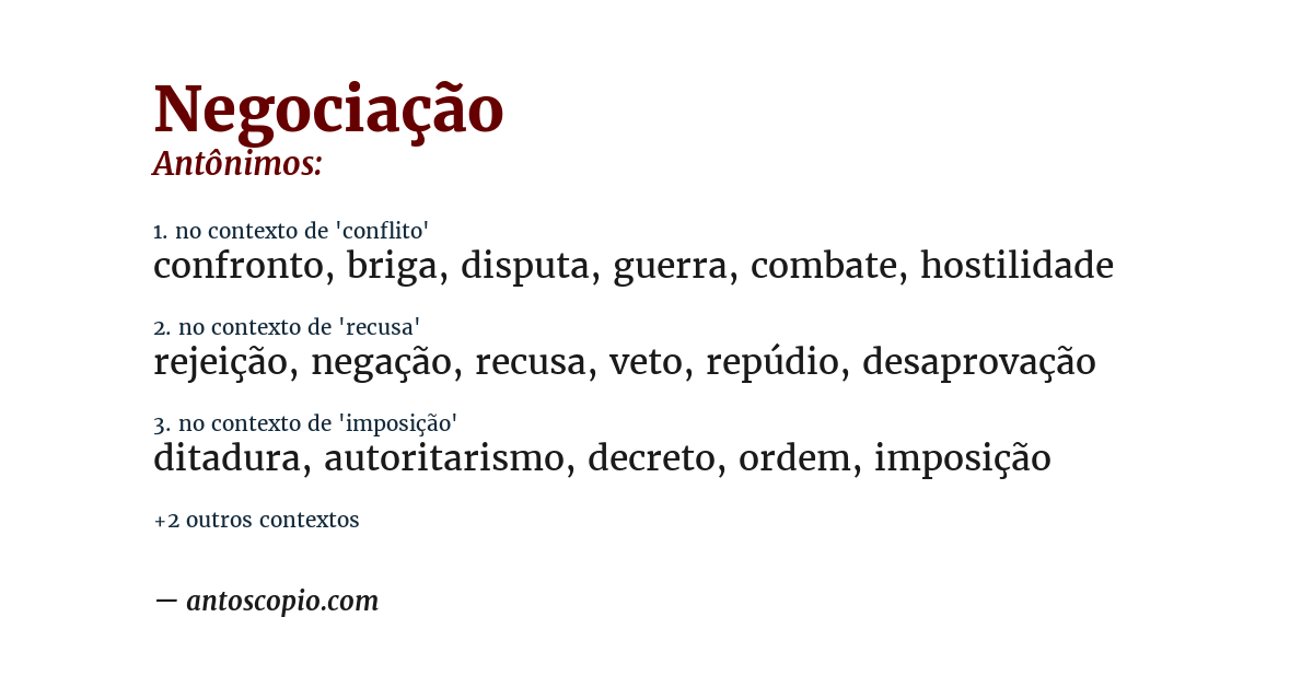 Antônimo de negociação