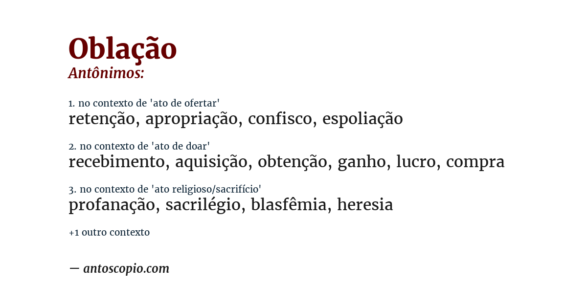 Antônimo de oblação