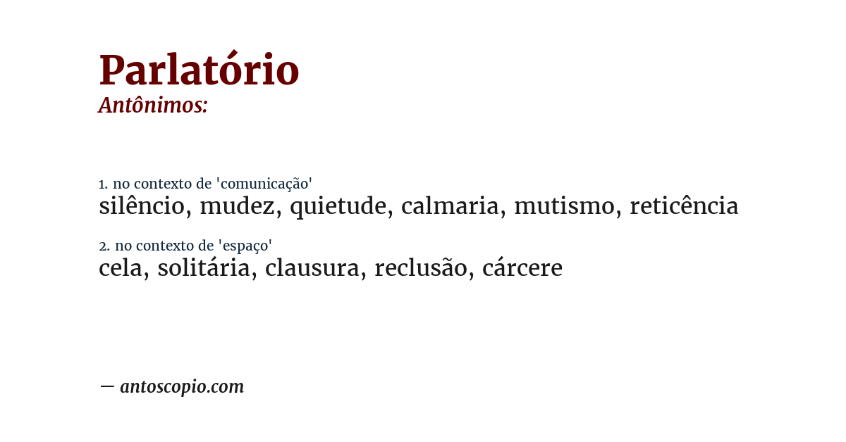 Antônimo de parlatório