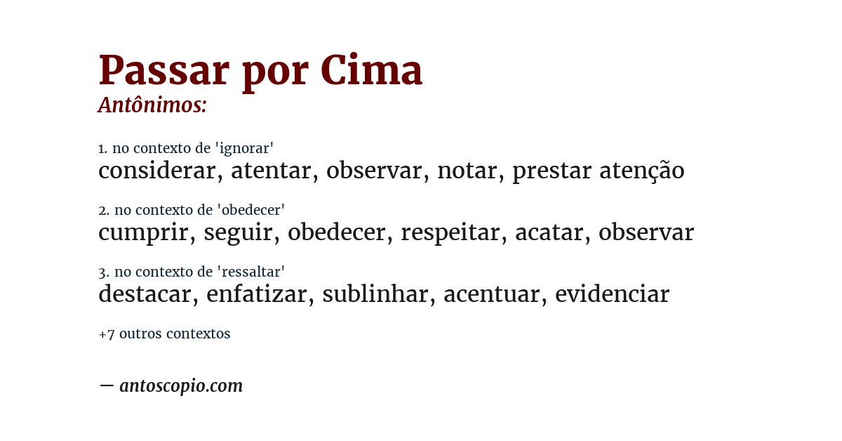 Antônimo de passar por cima