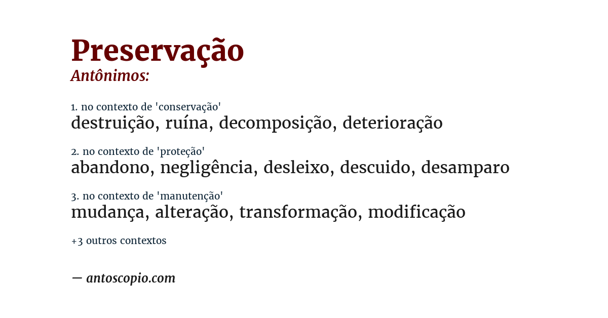 Antônimo de preservação