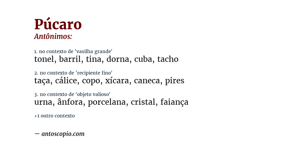 Antônimo de púcaro