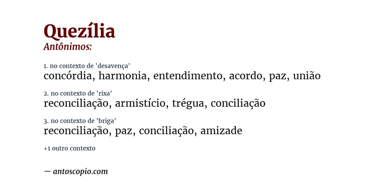 Antônimo de quezília