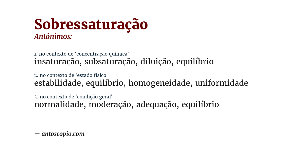 Antônimo de sobressaturação