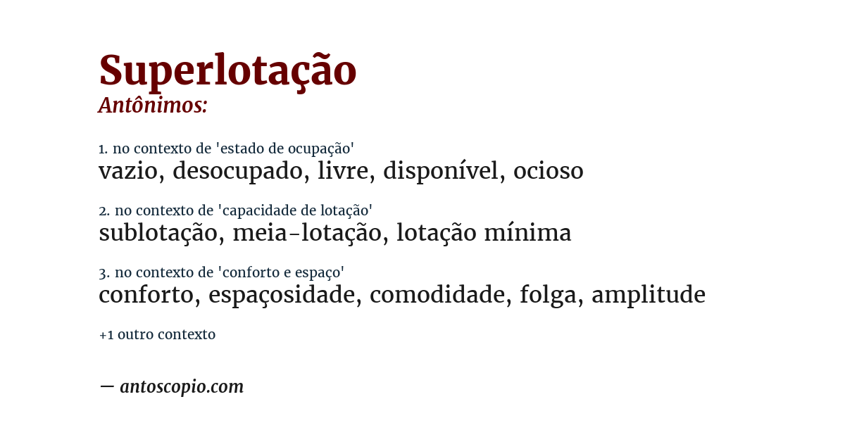 Antônimo de superlotação