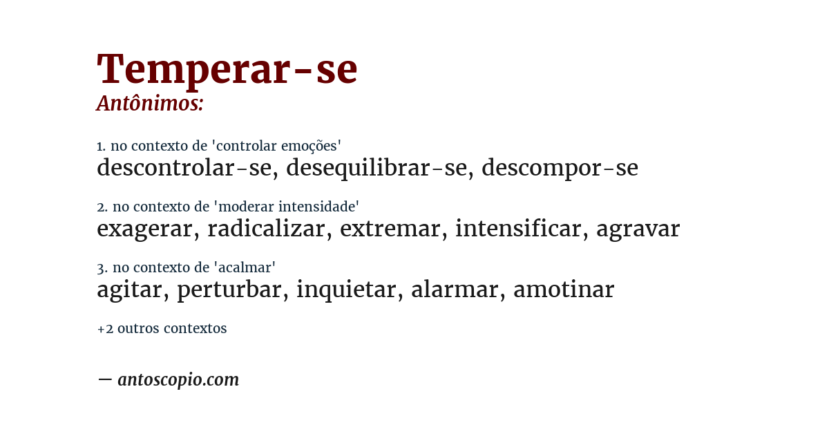 Antônimo de temperar-se