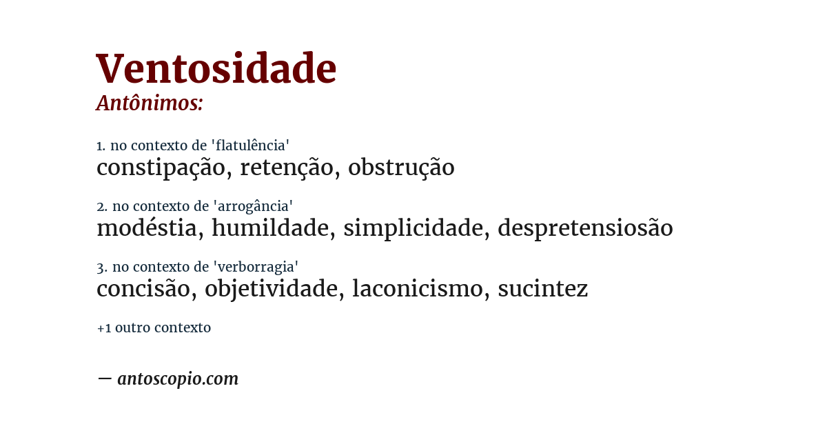 Antônimo de ventosidade