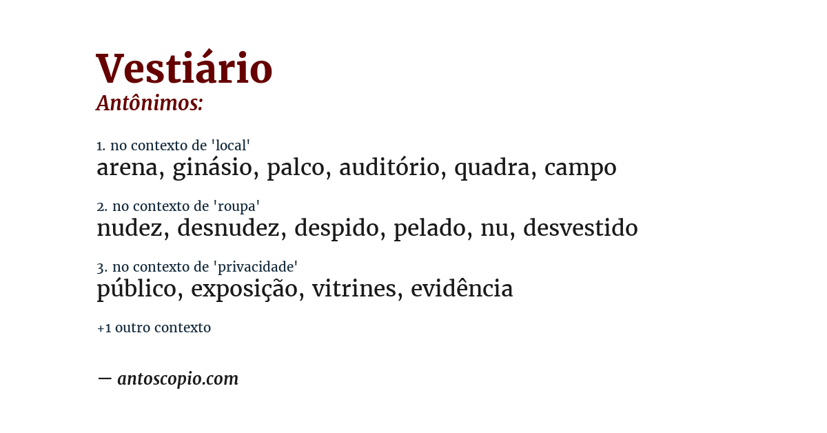 Antônimo de vestiário