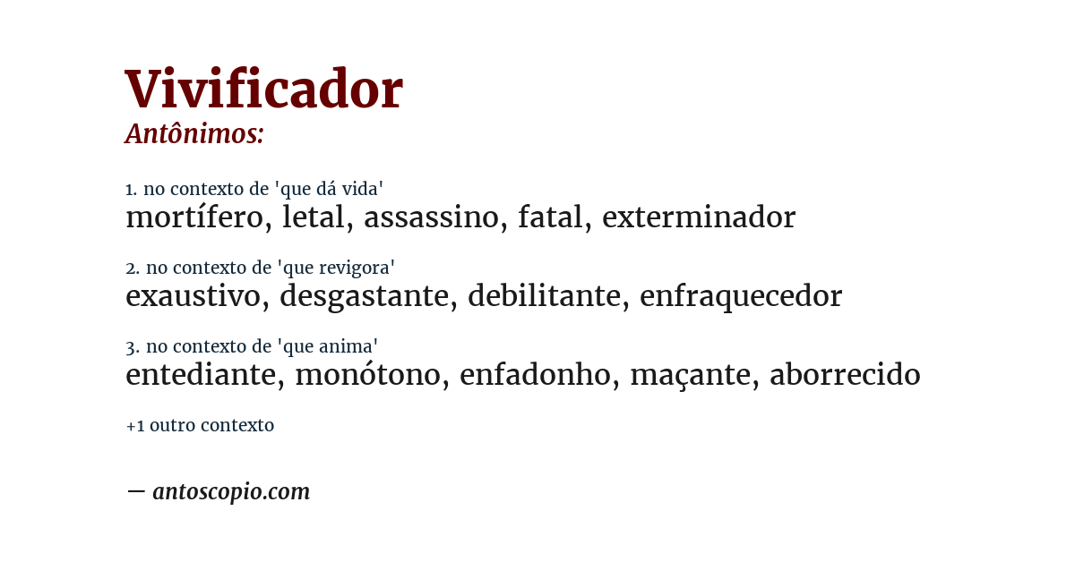 Antônimo de vivificador