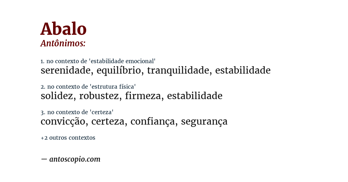 Antônimo de abalo