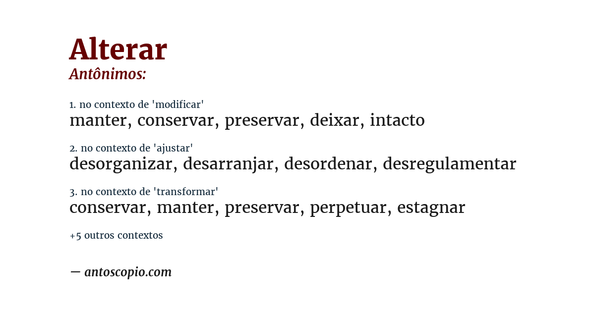 Antônimo de alterar