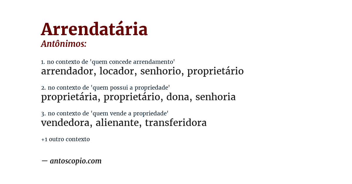 Antônimo de arrendatária