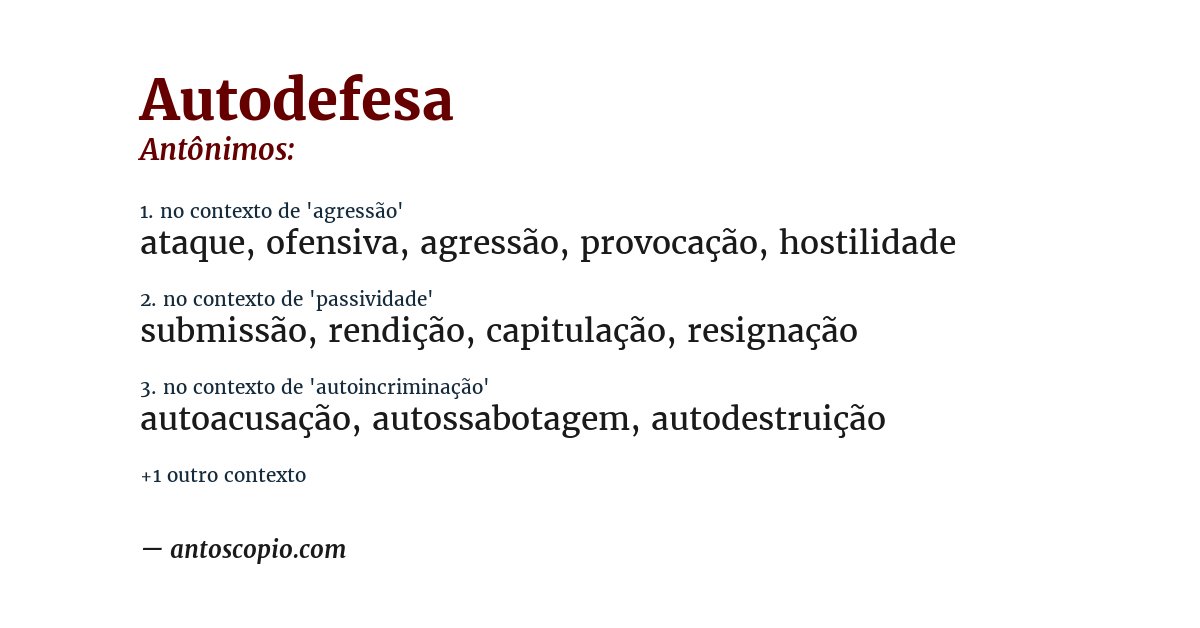 Antônimo de autodefesa