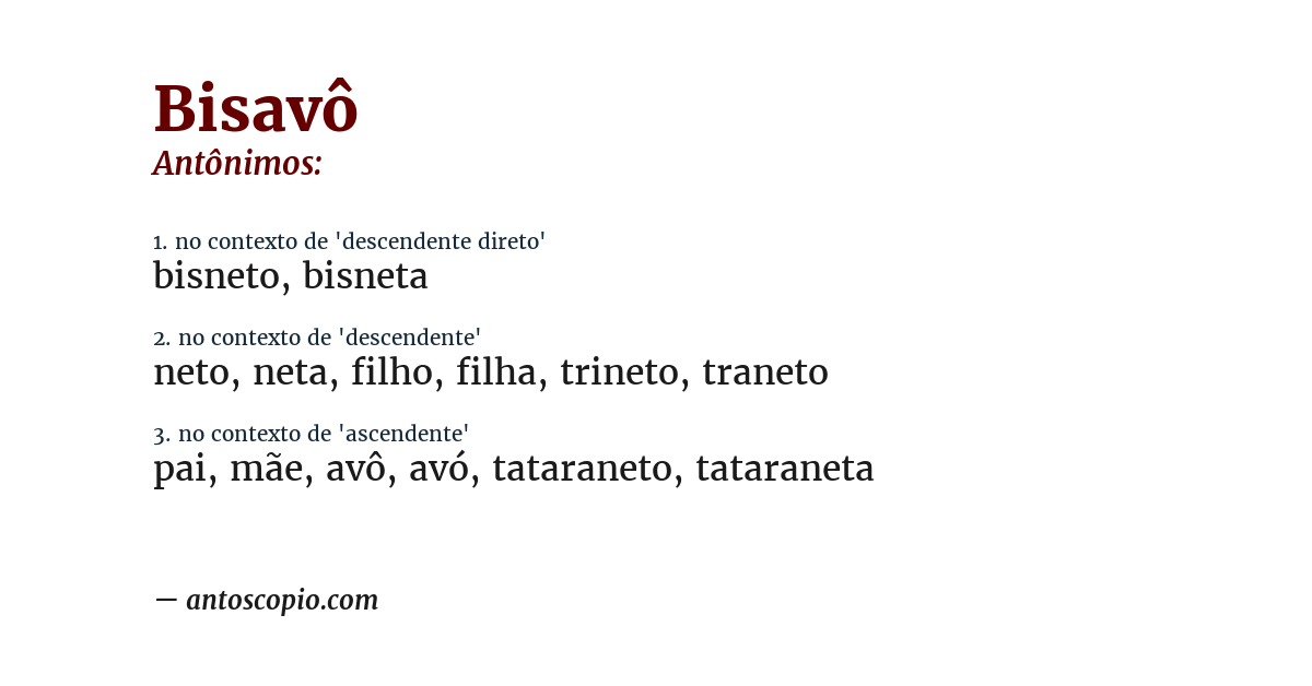 Antônimo de bisavô