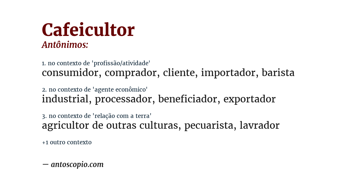 Antônimo de cafeicultor
