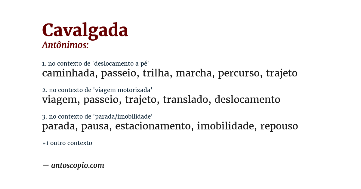 Antônimo de cavalgada