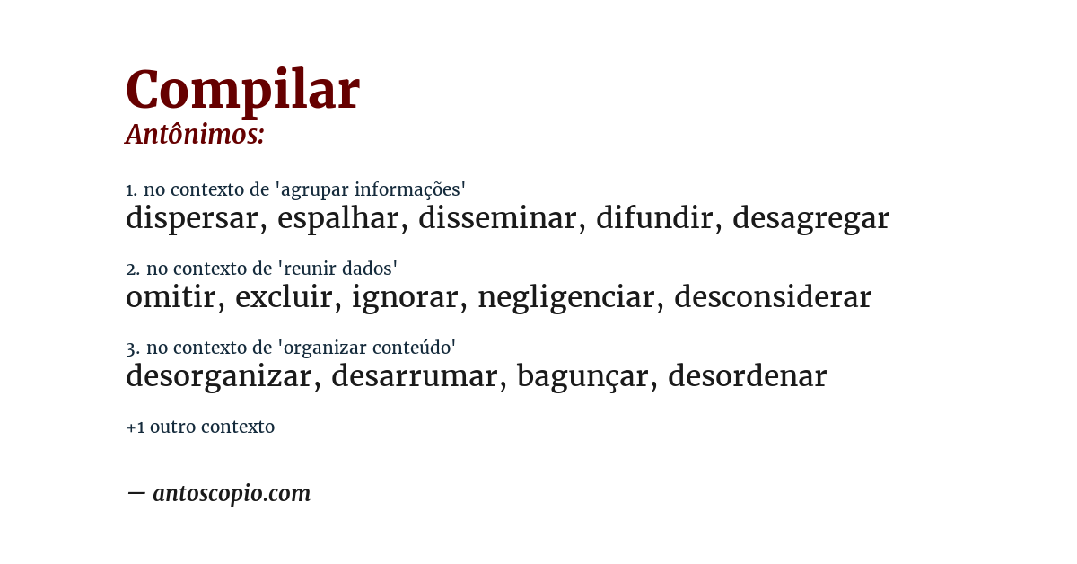 Antônimo de compilar