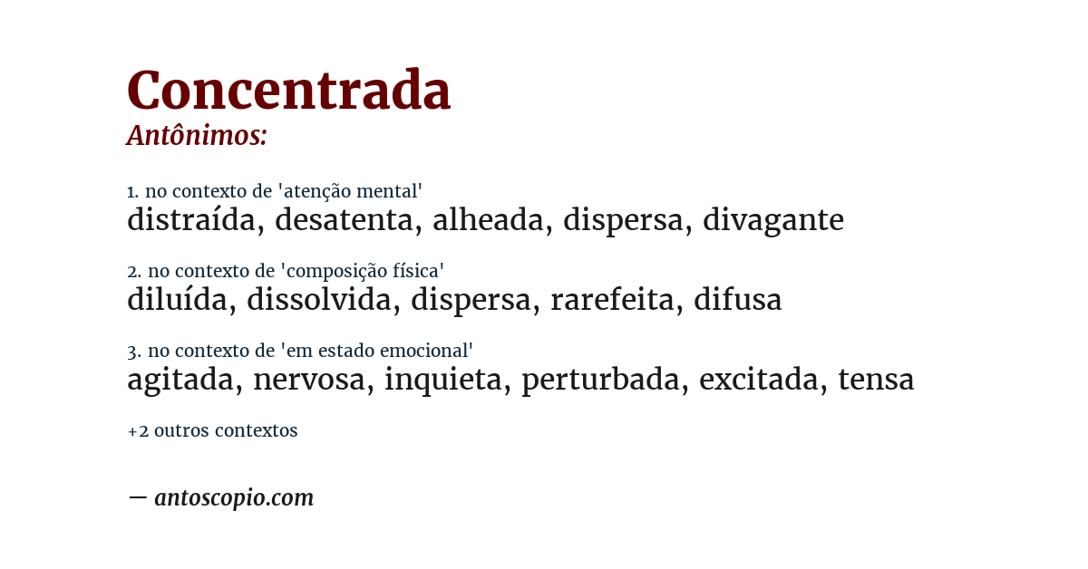 Antônimo de concentrada