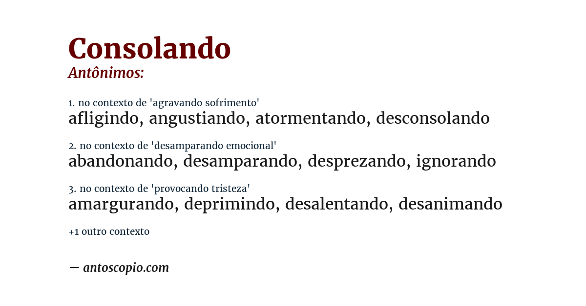 Antônimo de consolando