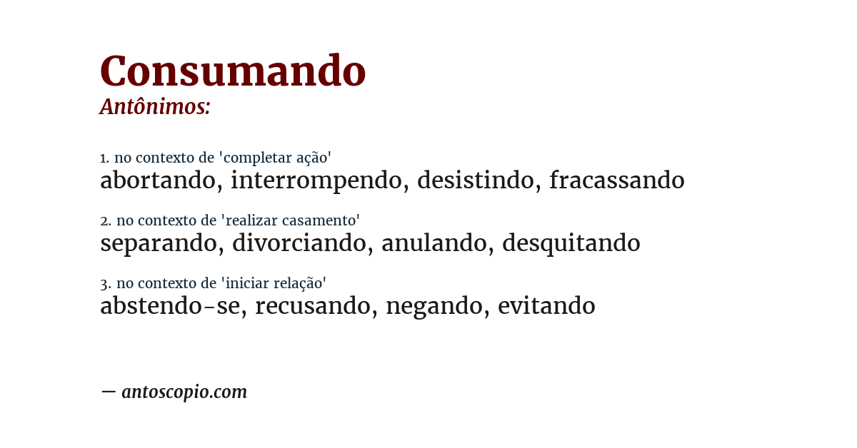 Antônimo de consumando