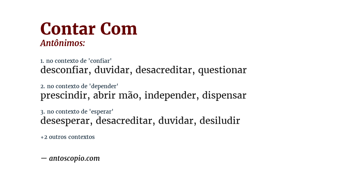 Antônimo de contar com