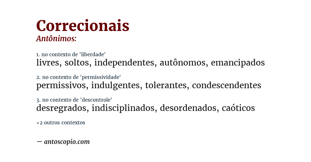 Antônimo de correcionais