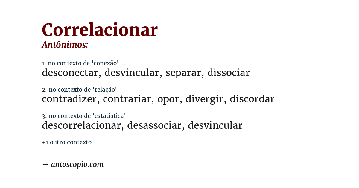 Antônimo de correlacionar