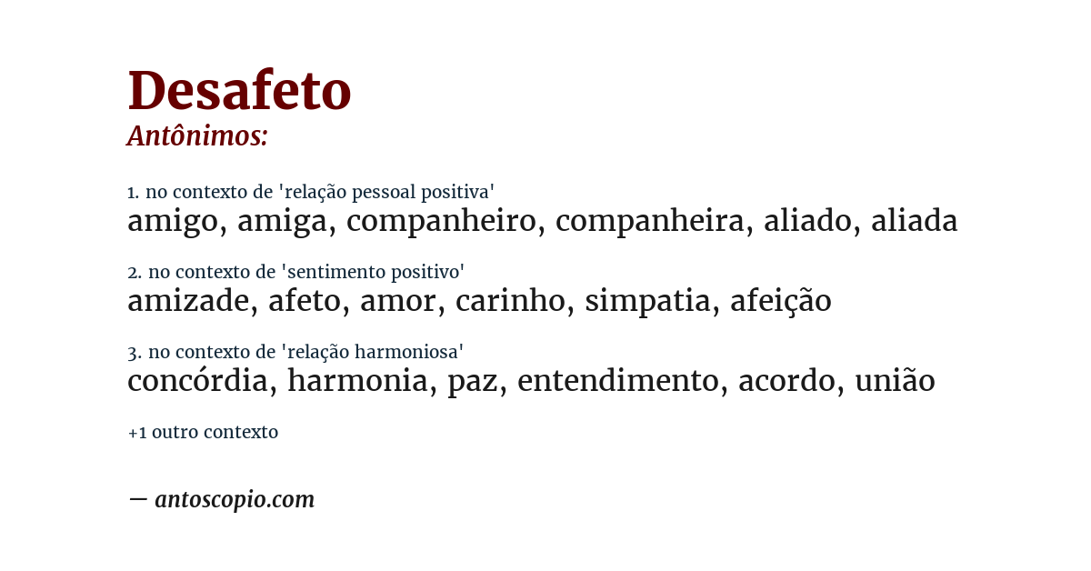 Antônimo de desafeto