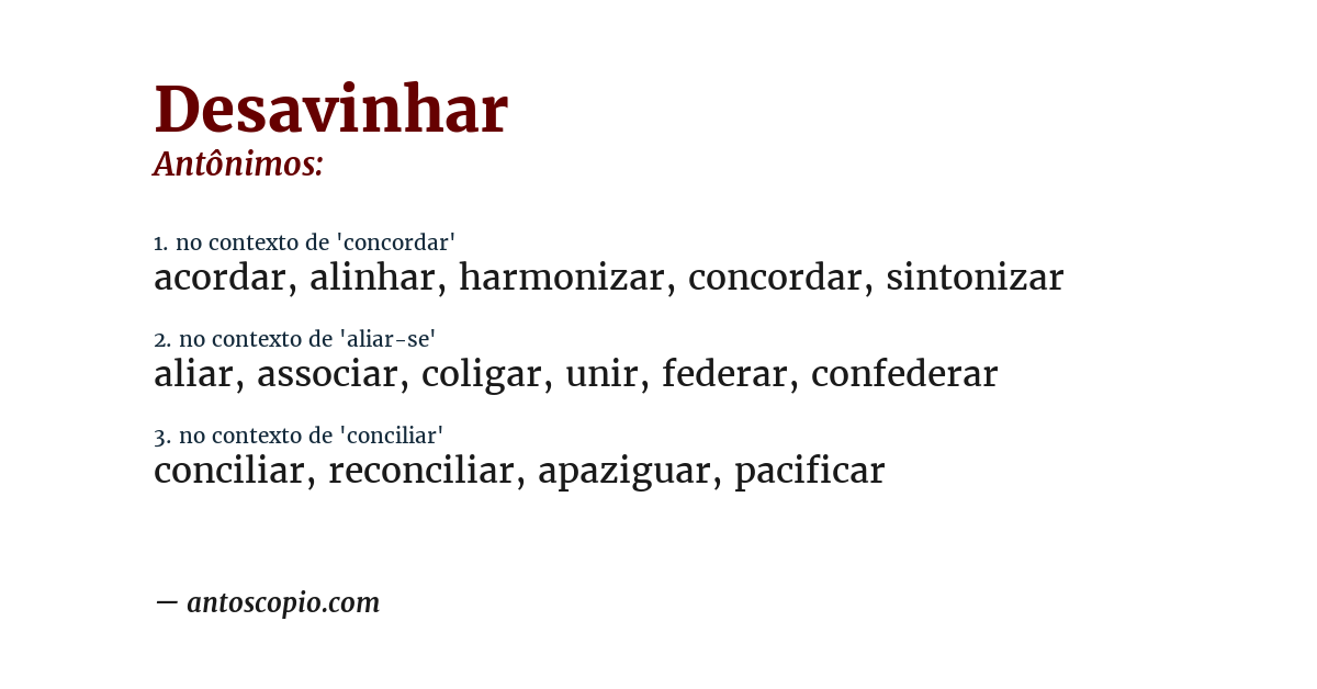 Antônimo de desavinhar