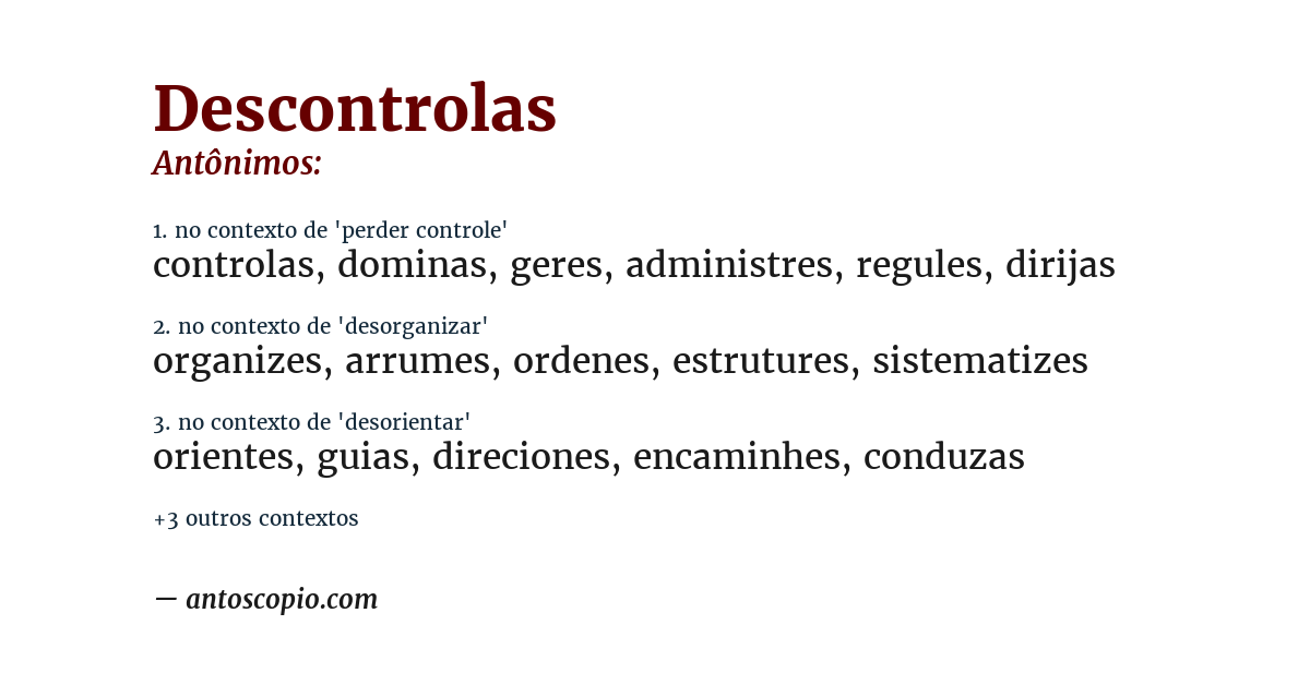 Antônimo de descontrolas