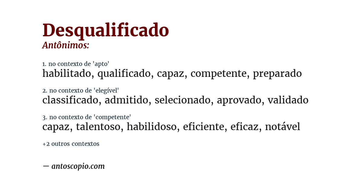 Antônimo de desqualificado