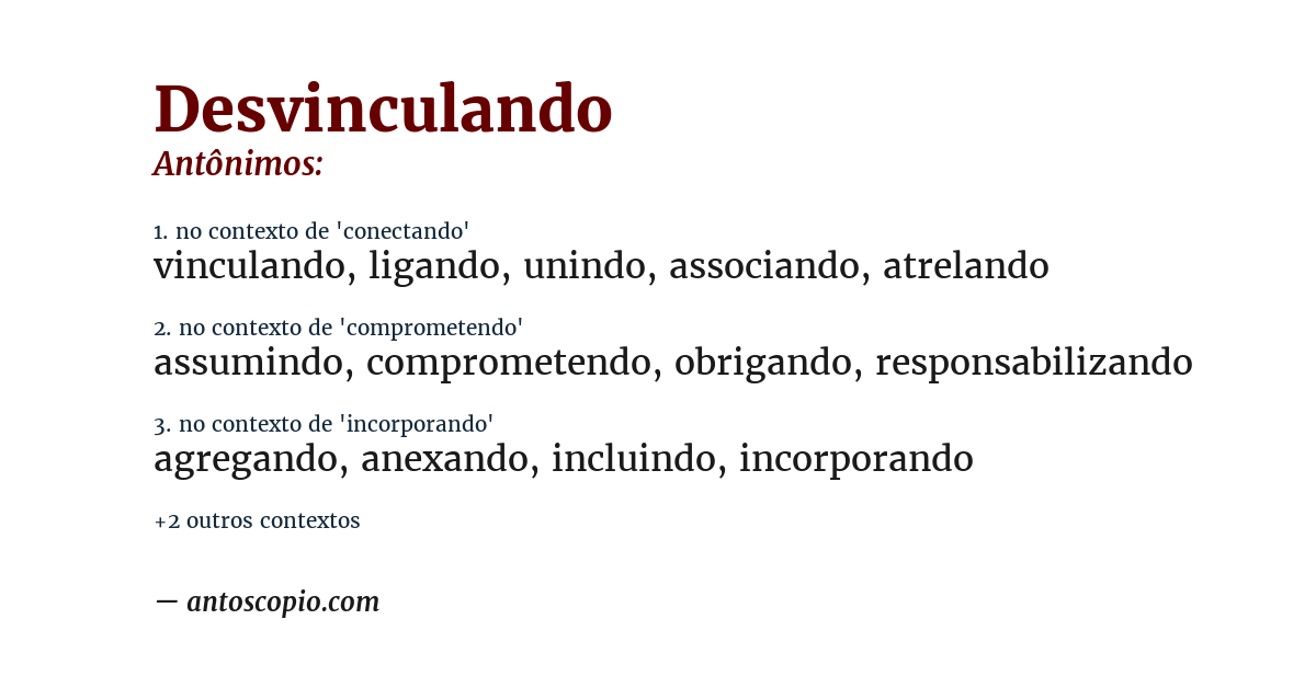Antônimo de desvinculando