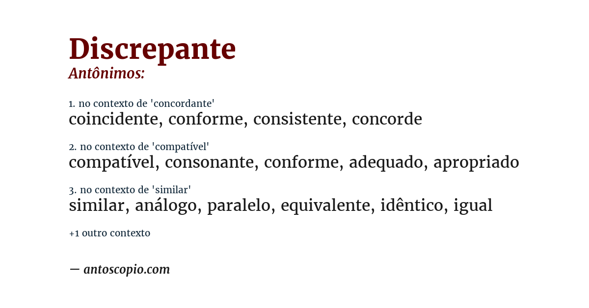 Antônimo de discrepante